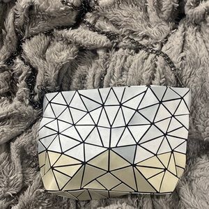 Patricia Luca Silver and Gold crossbody. Chain can be removed to be a clutch!